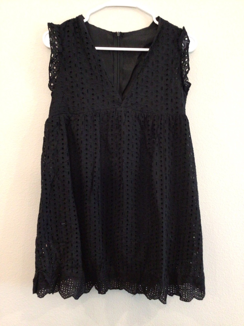 Juniors Black Eyelet V‑Neck Dress